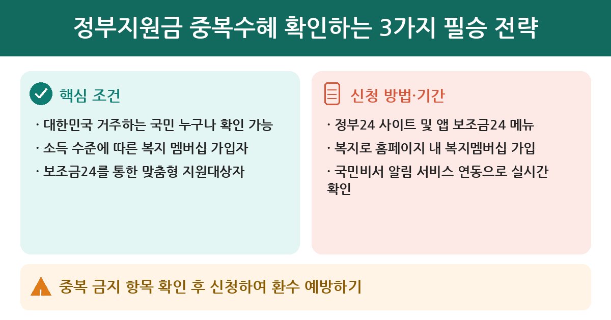 정부지원금 정부지원금 중복수혜 확인하는 3가지 필승 전략